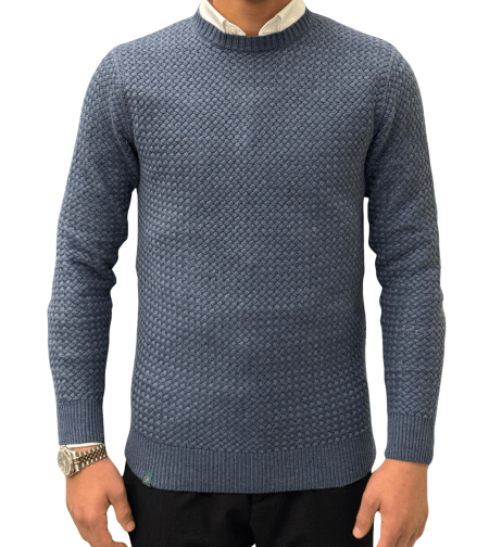 סריג כותנה ארוג דגם 606 – במרקם אריג גס - כחול ג'ינס