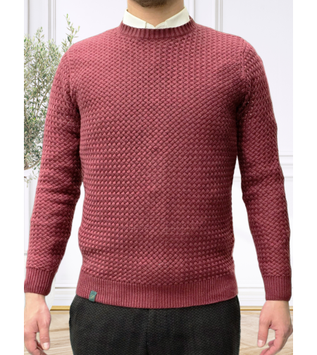 סריג כותנה ארוג דגם 608 – במרקם אריג גס - בורדו