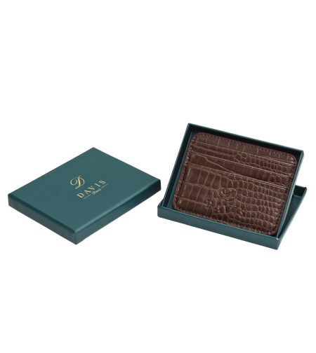 ארנק כרטיסים DAVIS – חום קרוקו