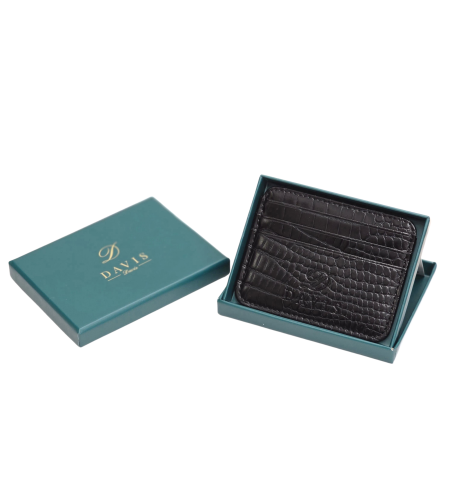 ארנק כרטיסים DAVIS – שחור קורקודיל