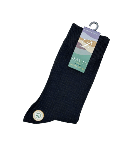 גרב כותנה איכותית בדיגום ריבס בצבע שחור, דגם 137.