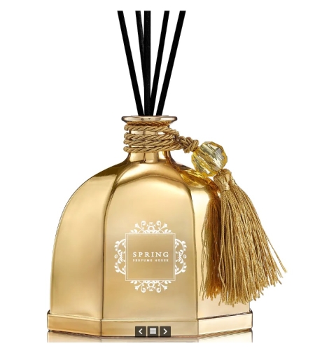מפיץ ריח גדול WHITE FLOWER בציפוי מטאלי זהב 300ml