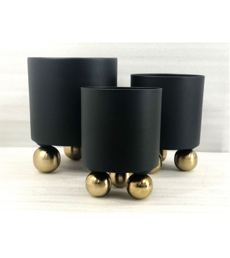 סט 3 בתי עציץ GOLD BLACK