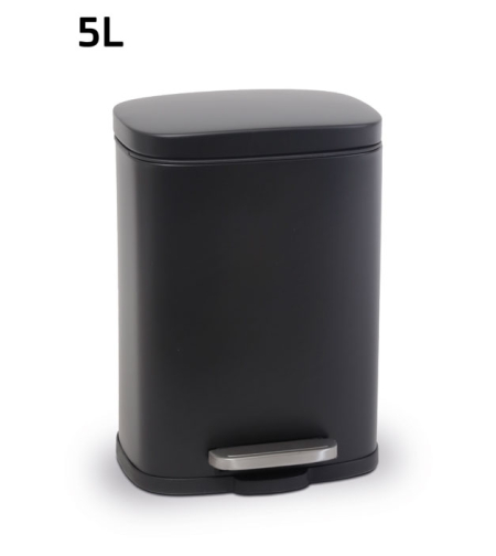 פח אשפה מרובע 5L שחור טריקה שקטה