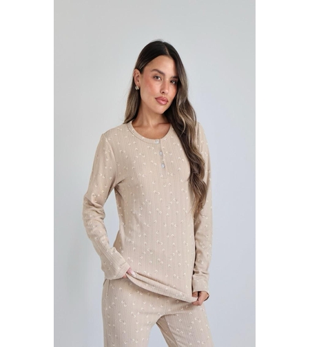 פיג'מה מעבר פלנל דק DELTA נשים S-XL פרחים אופוויט
