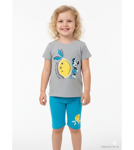 חליפה DELTA קיץ 2-8 בנות מיני מאוס אפור