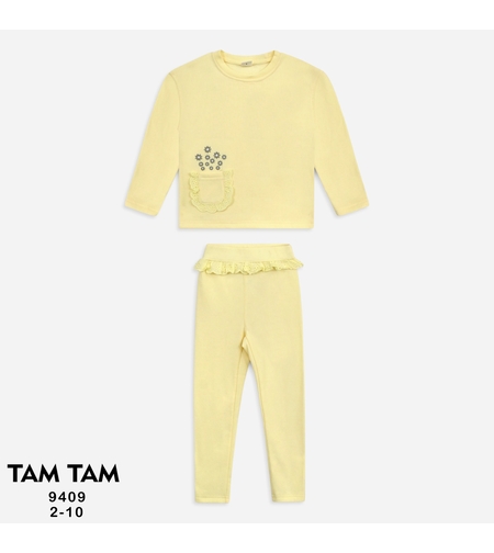 חליפה פוטר מדוגמת 12-24M תינוקות בנות (ורוד/צהוב)