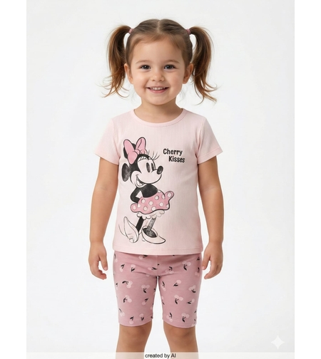 חליפה DELTA קיץ 2-8 בנות מיני מאוס ורוד בהיר