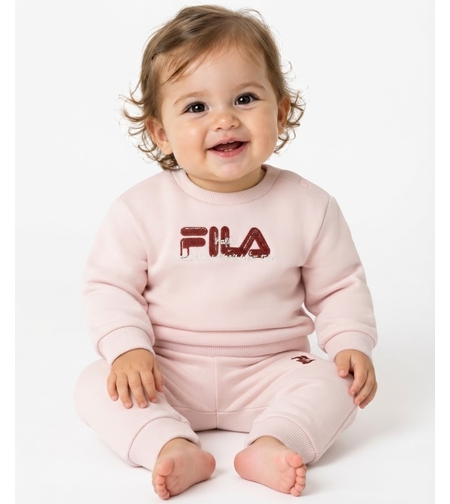 חליפה פוטר FILA מדוגמת 0-6M תינוקות בנות (ורוד)