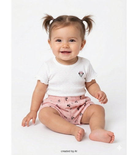 חליפה DELTA קיץ 3-24M תינוקות בנות מיני מאוס לבן