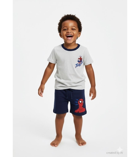 חליפה DELTA קיץ 2-10 בנים ספיידרמן אפור בהיר