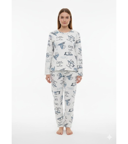 פיג'מה פלאפי נשים סנופי לבן S-XL
