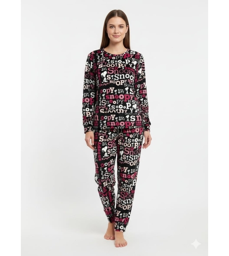 פיג'מה פלאפי נשים סנופי שחור S-XL