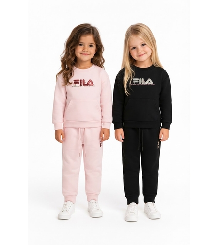 חליפה פוטר FILA מדוגמת 2-8 בנות (שחור/ורוד)
