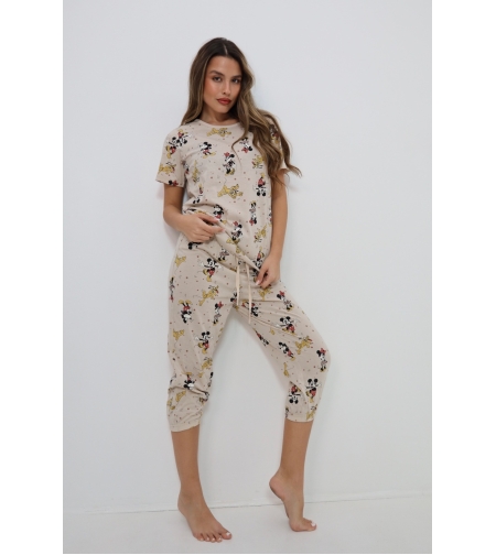 פיג'מה מכנס 7/8 DELTA נשים (2XL-3XL) מיקי מאוס אופוויט
