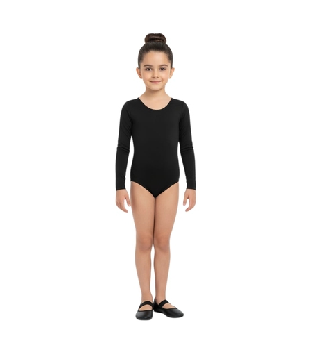 בגד גוף שרוול ארוך 2-14 בנות (שחור)