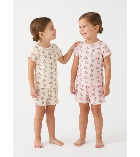 פיג'מה קיץ מדוגמת 2-12 בנות (ורוד/אופוויט)