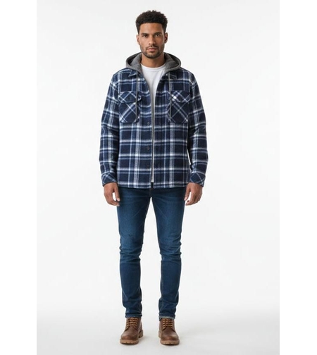 קפוצ'ון כפתורים משובץ S-XL גבר (כחול)