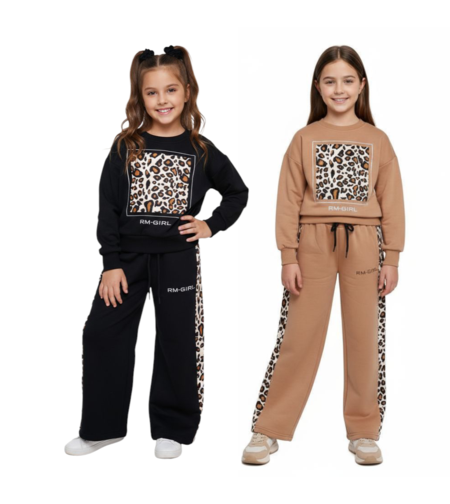 חליפה פוטר מדוגמת 2-8 בנות (שחור/חום/ורוד/אופוויט)