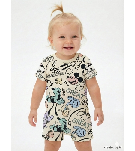 אוברול DELTA קיץ 3-24M תינוקות בנות מיני מאוס צהוב