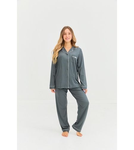 פיג'מה מעבר מכופתרת INTIMA נשים S-XXL אפור