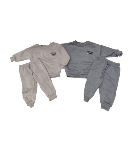 חליפה פוטר מדוגמת 12-24M בנים (אפור/כחול/שמנת/אופוויט)