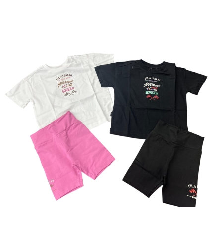 חליפה קיץ FILA מדוגמת 2-10 בנות (שחור/לבן)