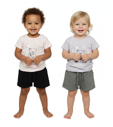 חליפה קיץ מדוגמת 6-24M תינוקות בנות (סגול/ורוד)