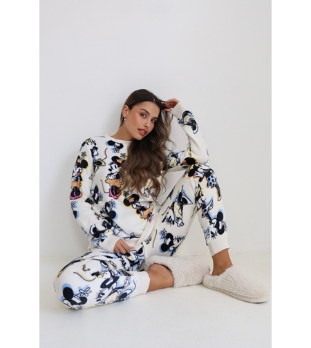 פיג'מה פלאפי DELTA נשים S-XL מיני מאוס לבן