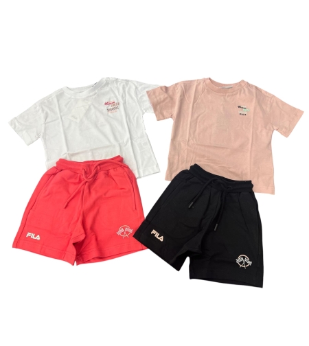 חליפה קיץ FILA מדוגמת 6-24M תינוקות בנות (ורוד/לבן)