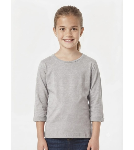 חולצת בית ספר שרוול 3/4 בנות 8-18 (אפור בהיר)