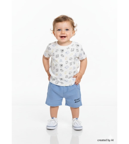 חליפה DELTA קיץ 3-24M תינוקות בנים מיקי מאוס לבן