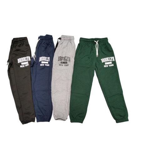 מכנס פרנץ' טרי מעבר ארוך מדוגם (שחור/ירוק/כחול/אפור) 8-18Y בנים