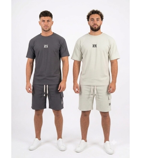 חליפה קיץ מדוגמת S-XXL (אפור/ירוק)