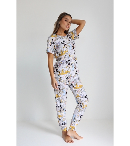 פיג'מה DELTA שרוול קצר מכנס ארוך XS-XL נשים מיקי מאוס וחברים