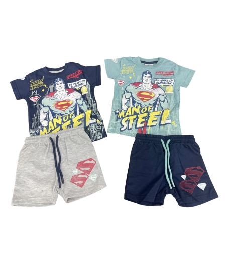 חליפה קיץ תינוקות 6-24M בנים סופרמן (כחול/תכלת)