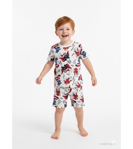 פיג'מה DELTA קיץ 2-10 בנים מארוול שמנת