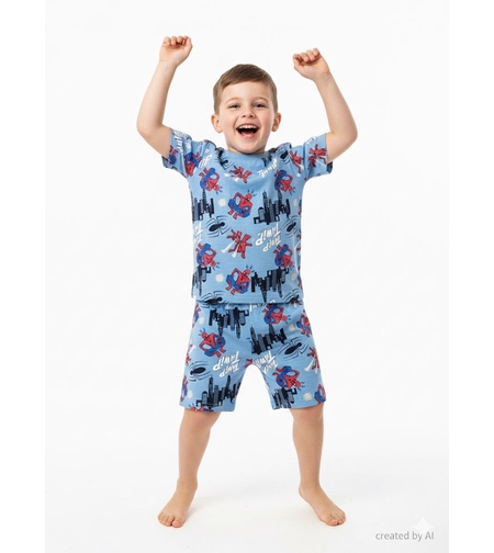 פיג'מה DELTA קיץ 2-10 בנים ספיידרמן תכלת