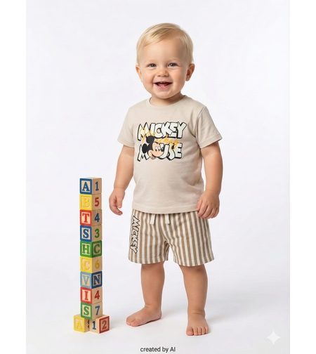 חליפה DELTA קיץ 3-24M תינוקות בנים מיקי מאוס אופוויט פסים