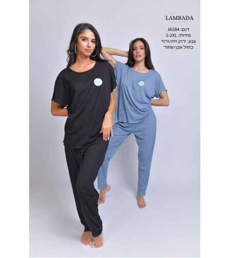 פיג'מה LAMBADA ג'קארד M-XXL נשים (שחור/ירוק/אופוויט/חום/כחול)