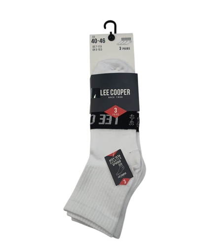 מארז 3 זוגות גרבי רבע ספורט 40-46 גבר (לבן)