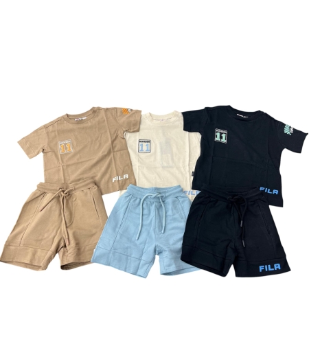 חליפה קיץ FILA מדוגמת 6-24M תינוקות בנים (שחור/אופוויט/חום)