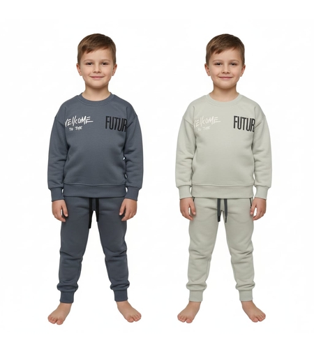 חליפה פוטר מדוגמת 2-8 בנים (שחור/אפור/כחול/מנטה)