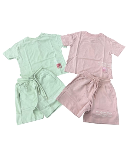 חליפה קיץ FILA מדוגמת 6-24M תינוקות בנות (ורוד/ירוק)