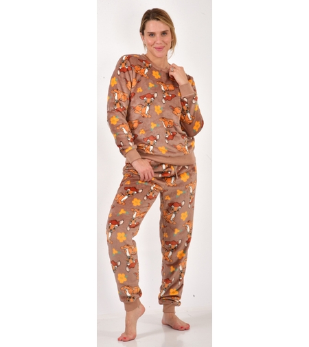 פיג'מה פלאפי DELTA נשים S-XL במבי חום