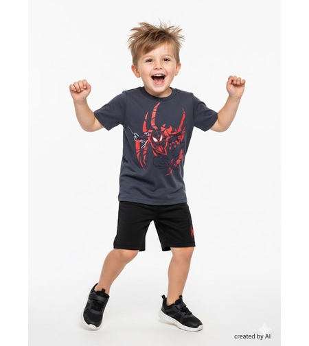 חליפה DELTA קיץ 2-10 בנים ספיידרמן אפור כהה