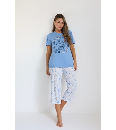 פיג'מה DELTA מכנס 7/8 קיץ 2XL-3XL נשים מיני מאוס תכלת