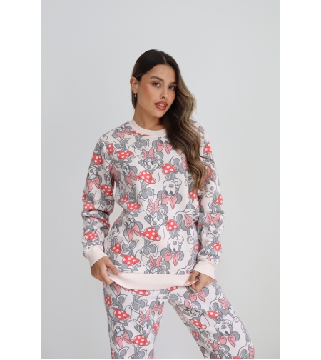 פיג'מה פוטר DELTA נשים XS-XL מיני מאוס ורוד בהיר