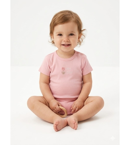 בגד גוף קיץ מדוגם 3-24M בנות (ורוד/לבן/אופוויט)