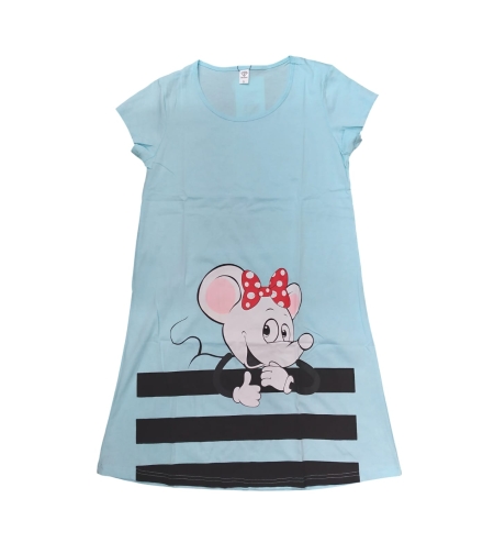 כותונת קיץ מדוגמת S-XXL נשים (תכלת)